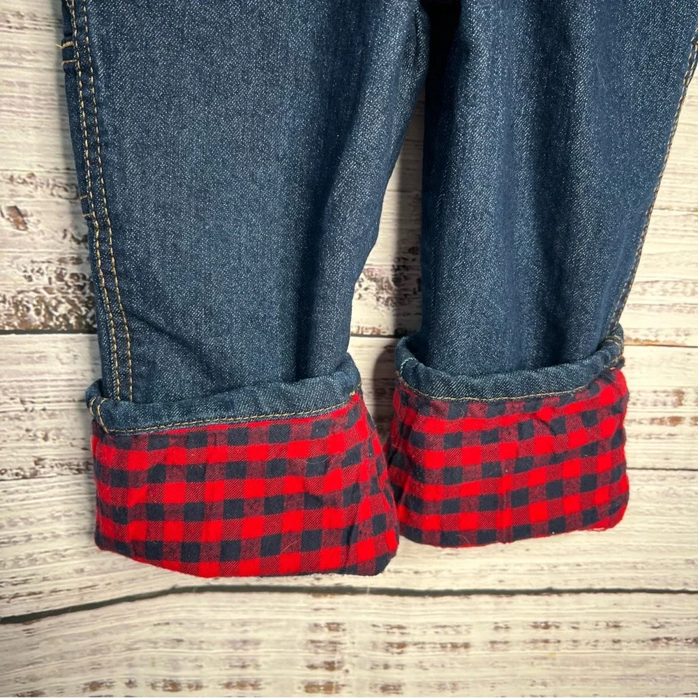 Oshkosh B'gosh Toddler 4T Buffalo Plaid Overalls‎ Denim Cotton Blend